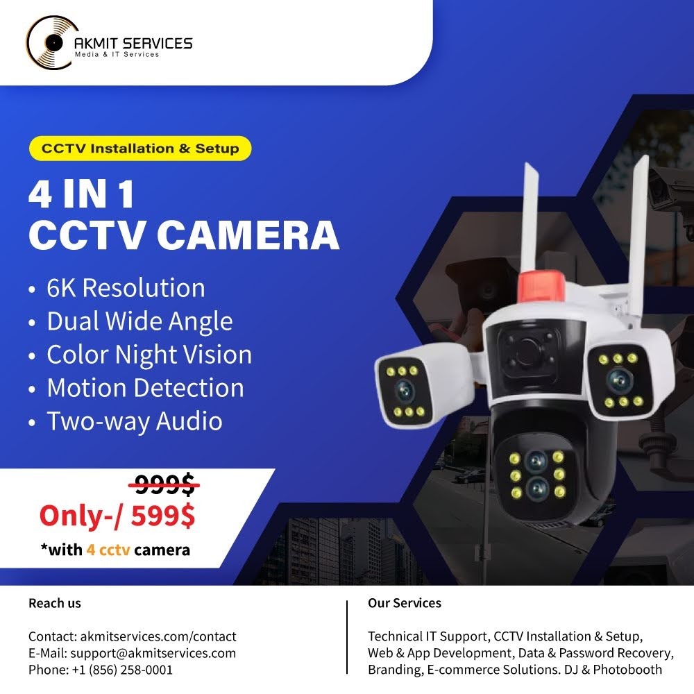 AKMITS Services 4-in-1 6K CCTV Camera Installation Package Flyer